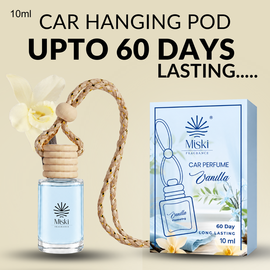 Miski Fragrance Premium Car Perfume Hanging Pod | 10ML | Vanilla Fragrance Car Air Freshner | Imported Quality Fragrance | Last Upto 60 Days