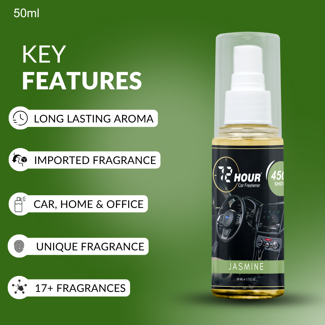 72hour Jasmine Car Perfume 50ml – Long Lasting Premium Fragrance – Multipurpose Air Freshener for Car, Home & Office – Miski Fragrance
