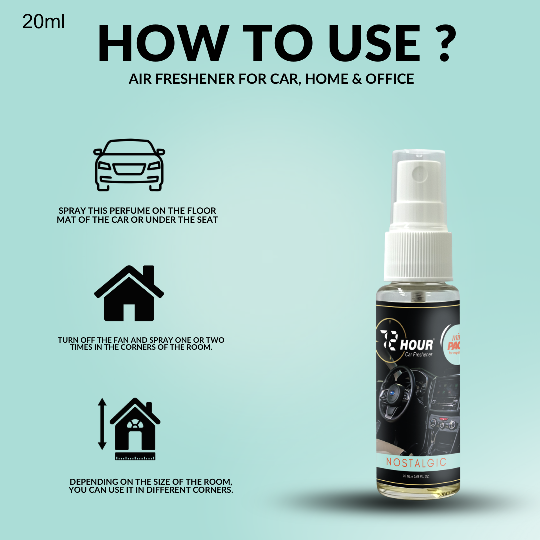 Mini Pack Nostalgic Car Perfume 20ml – Long Lasting Premium Fragrance – Multipurpose Air Freshener for Car, Home & Office – Miski Fragrance