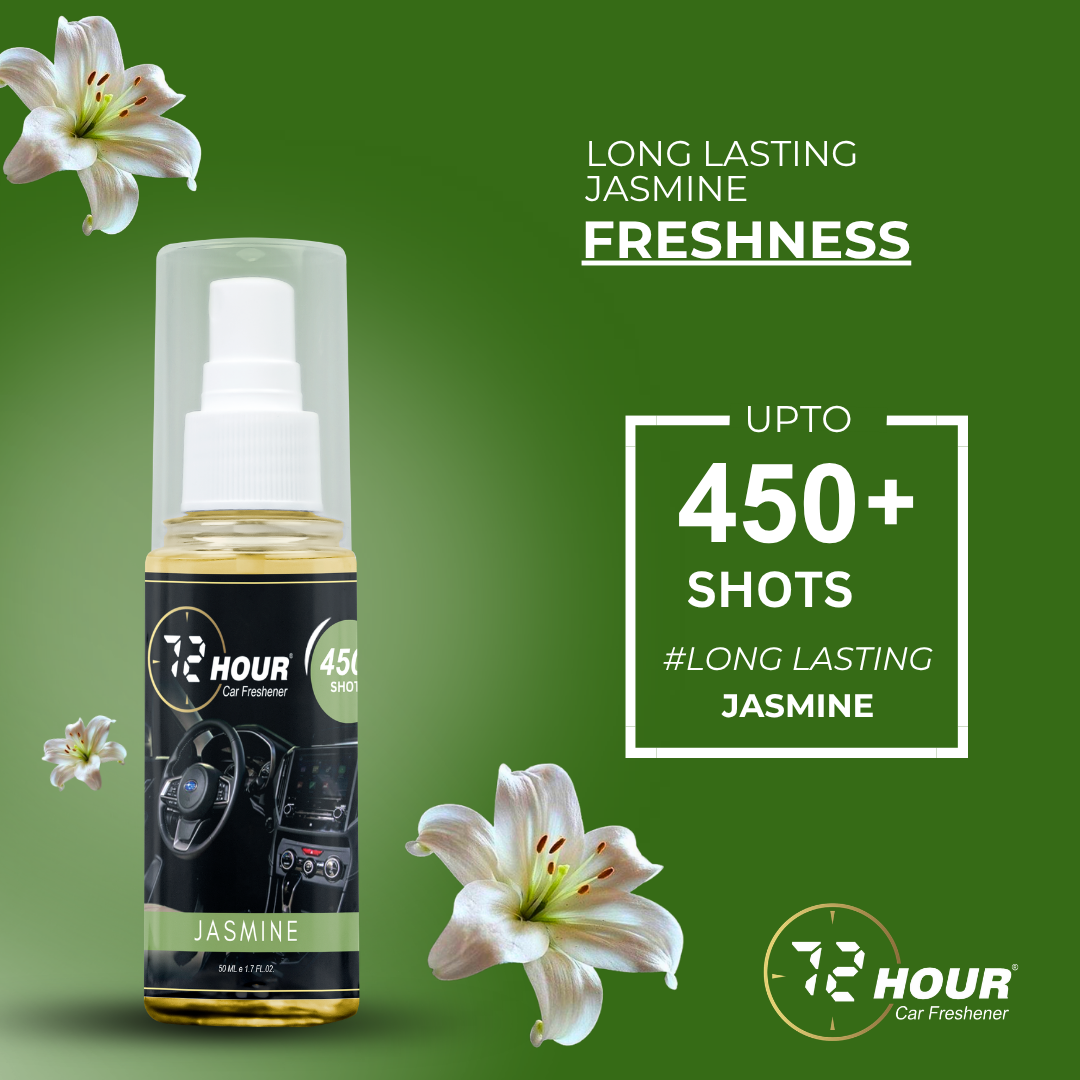 72hour Jasmine Car Perfume 50ml – Long Lasting Premium Fragrance – Multipurpose Air Freshener for Car, Home & Office – Miski Fragrance