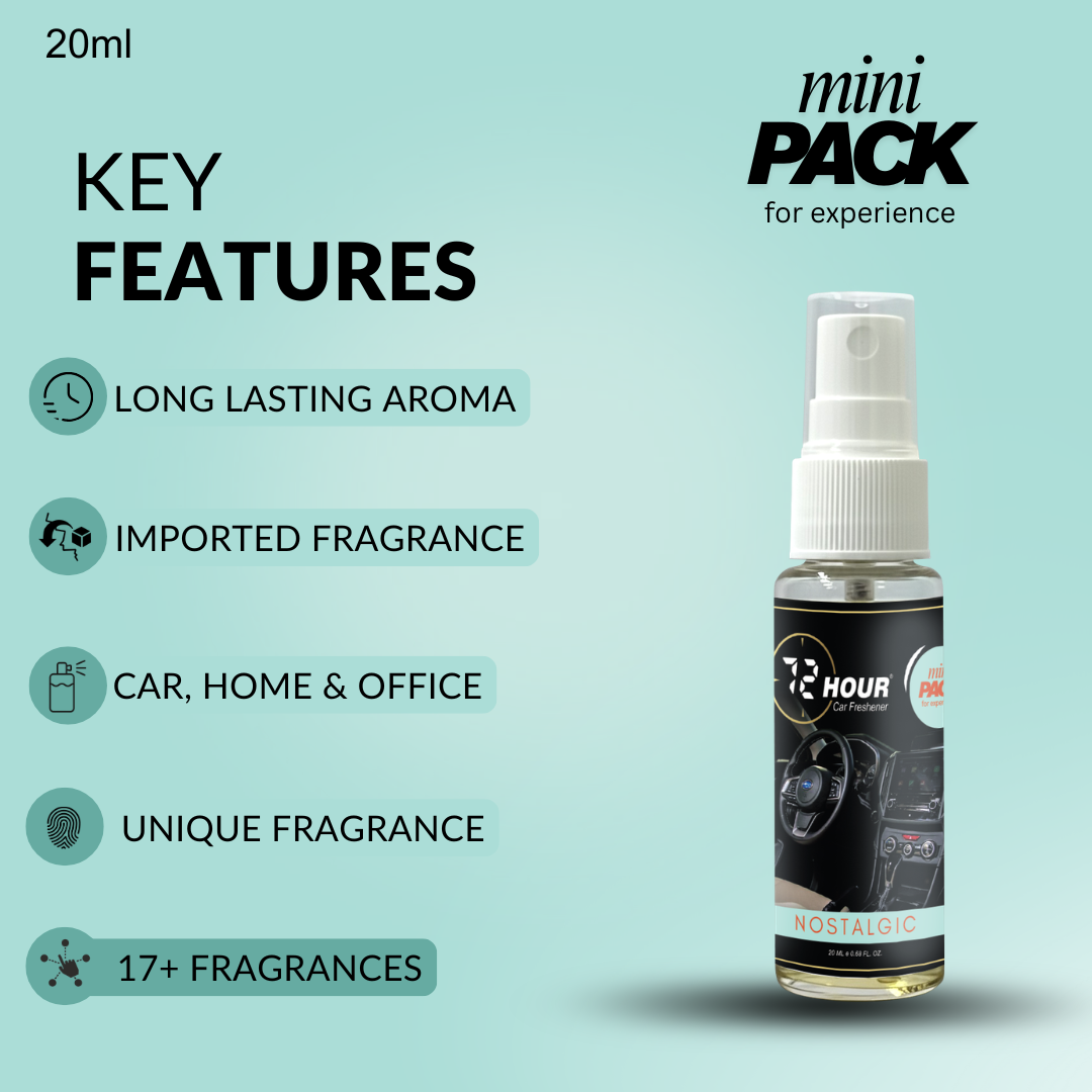 Mini Pack Nostalgic Car Perfume 20ml – Long Lasting Premium Fragrance – Multipurpose Air Freshener for Car, Home & Office – Miski Fragrance