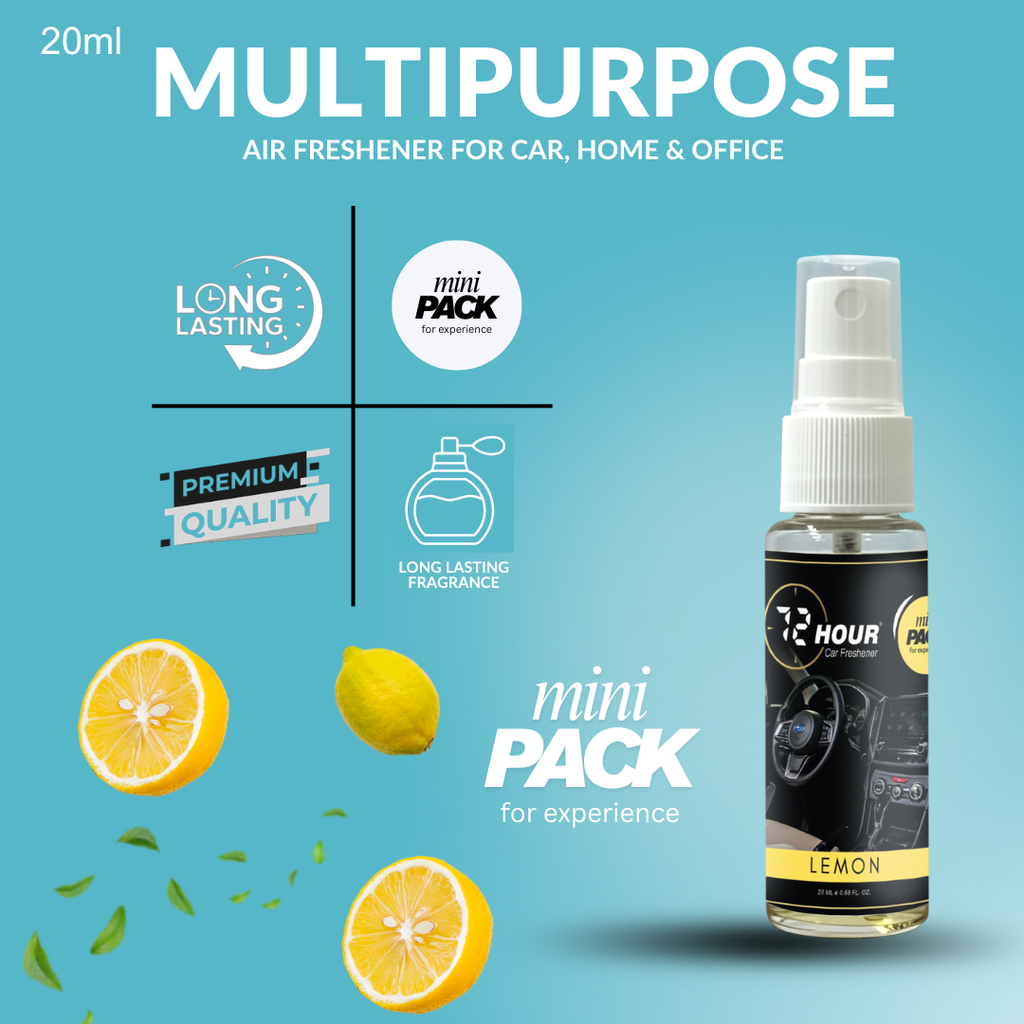 Mini Pack Lemon Car Perfume 20ml – Long Lasting Premium Fragrance – Multipurpose Air Freshener for Car, Home & Office – Miski Fragrance