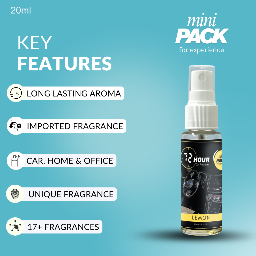 Mini Pack Lemon Car Perfume 20ml – Long Lasting Premium Fragrance – Multipurpose Air Freshener for Car, Home & Office – Miski Fragrance