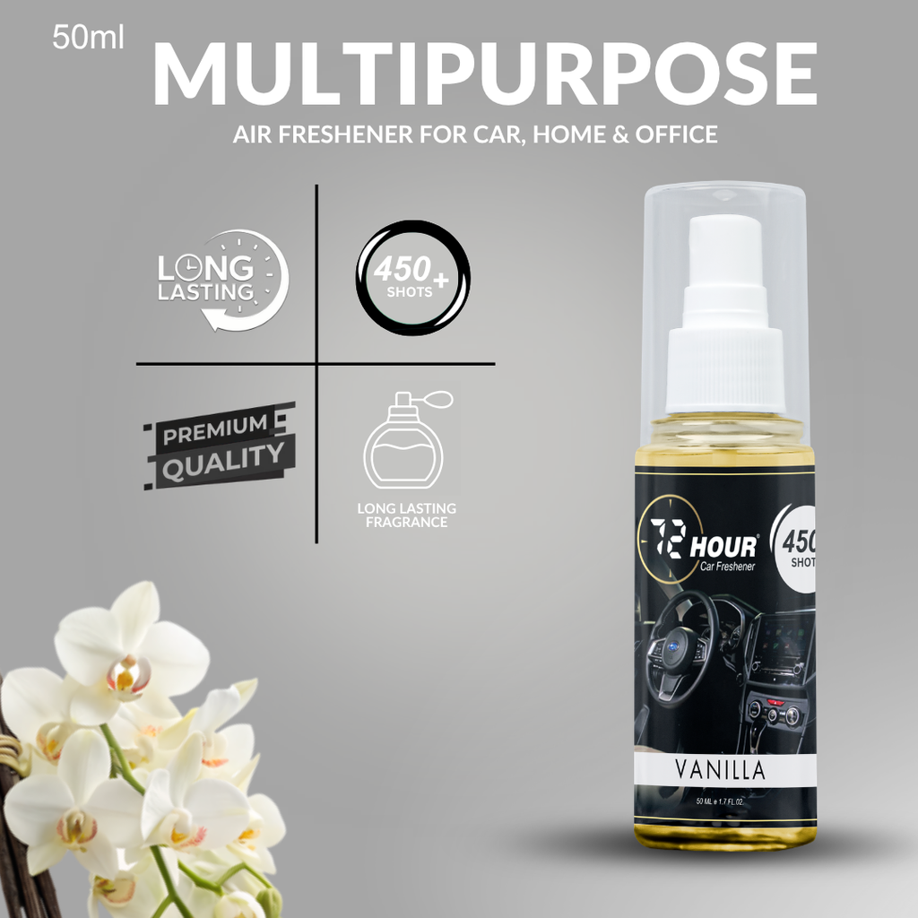 72hour Vanilla Car Perfume 50ml – Long Lasting Premium Fragrance – Multipurpose Air Freshener for Car, Home & Office – Miski Fragrance
