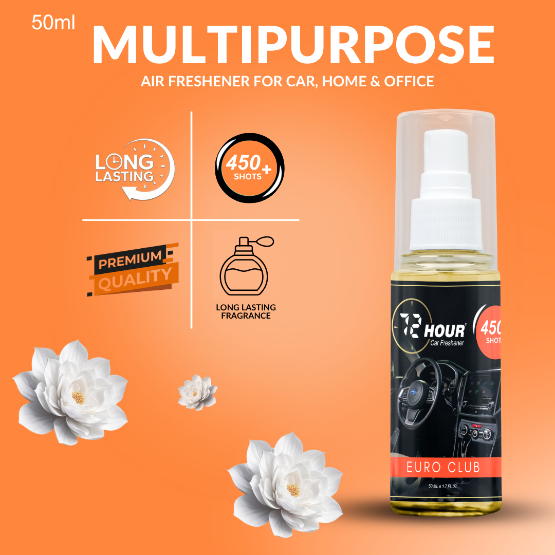 72hour Euro Club Car Perfume 50ml – Long Lasting Premium Fragrance – Multipurpose Air Freshener for Car, Home & Office – Miski Fragrance