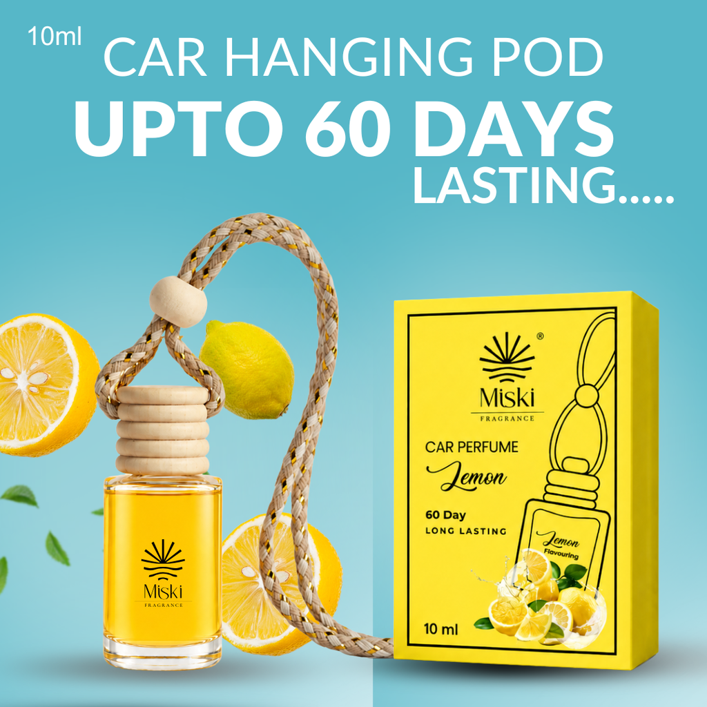 Miski Fragrance Premium Car Perfume Hanging Pod | 10ML | Lemon Fragrance Car Air Freshner | Imported Quality Fragrance | Last Upto 60 Days