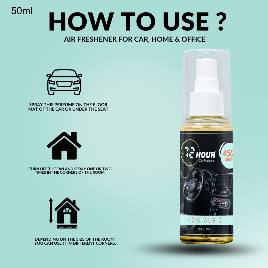 72hour Nostalgic Car Perfume 50ml – Long Lasting Premium Fragrance – Multipurpose Air Freshener for Car, Home & Office – Miski Fragrance