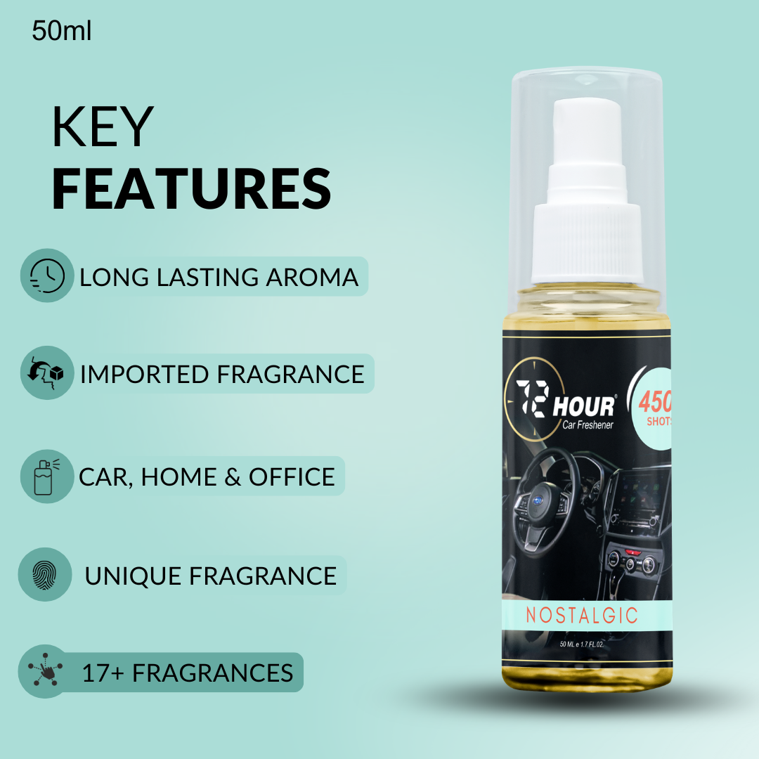 72hour Nostalgic Car Perfume 50ml – Long Lasting Premium Fragrance – Multipurpose Air Freshener for Car, Home & Office – Miski Fragrance
