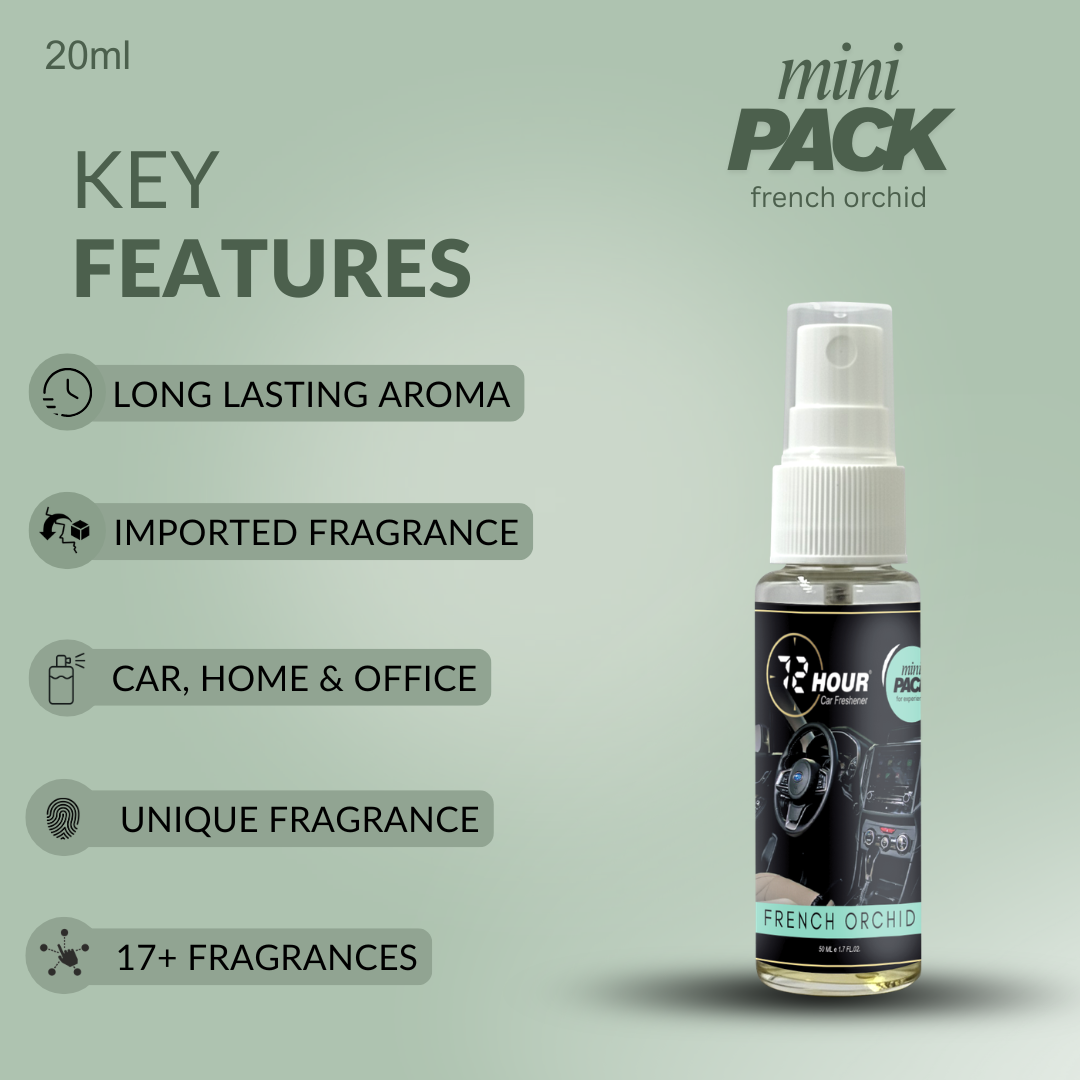 FRENCH ORCHID MINI Pack Car Perfume 20ml – Long Lasting Premium Fragrance – Multipurpose Air Freshener for Car, Home & Office – Miski Fragrance