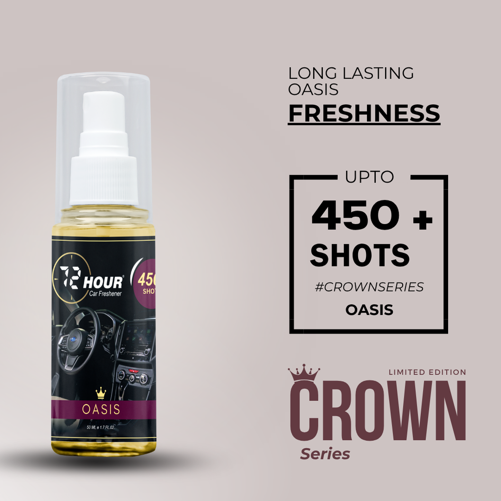 72hour Oasis Crown Series Car Perfume 50ml – Long Lasting Premium Fragrance – Multipurpose Air Freshener for Car, Home & Office – Miski Fragrance