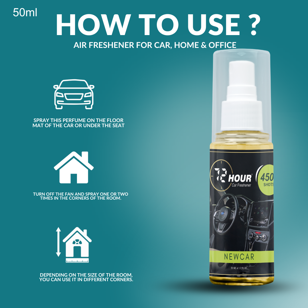 72hour New Car Car Perfume 50ml – Long Lasting Premuim Fragrance – Multipurpose Air Freshener for Car, Home & Office – Miski Fragrance