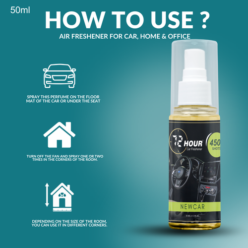 72hour New Car Car Perfume 50ml – Long Lasting Premuim Fragrance – Multipurpose Air Freshener for Car, Home & Office – Miski Fragrance