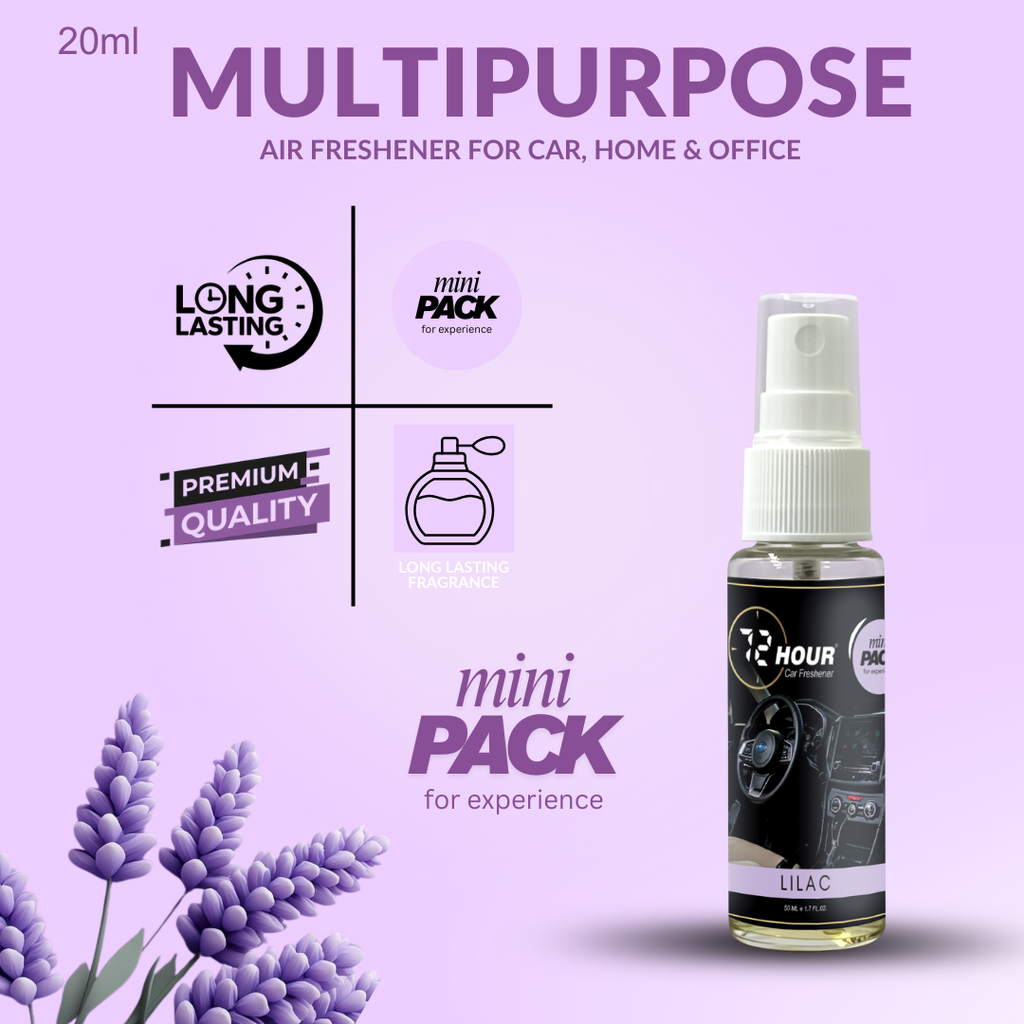 Mini Pack Lilac Car Perfume 20ml – Long Lasting Premium Fragrance – Multipurpose Air Freshener for Car, Home & Office – Miski Fragrance