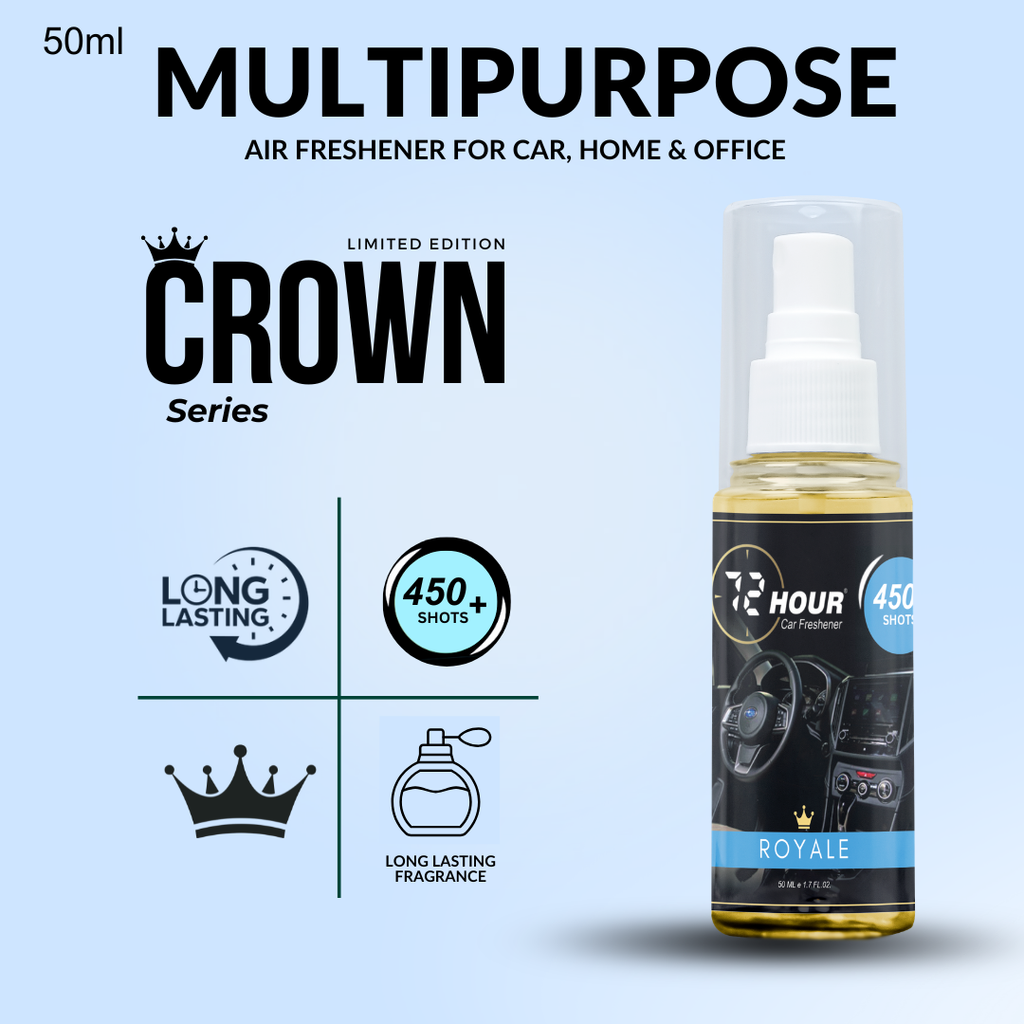 72hour Royale Crown Series Car Perfume 50ml – Long Lasting Premium Fragrance – Multipurpose Air Freshener for Car, Home & Office – Miski Fragrance