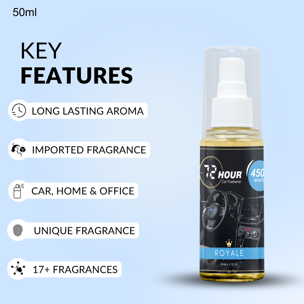 72hour Royale Crown Series Car Perfume 50ml – Long Lasting Premium Fragrance – Multipurpose Air Freshener for Car, Home & Office – Miski Fragrance