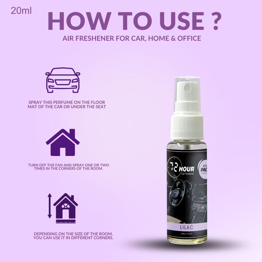 Mini Pack Lilac Car Perfume 20ml – Long Lasting Premium Fragrance – Multipurpose Air Freshener for Car, Home & Office – Miski Fragrance