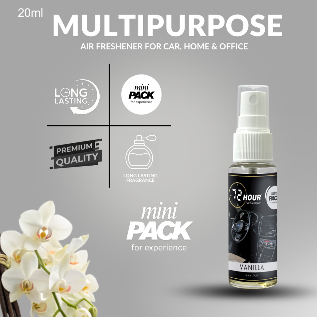 Mini Pack Vanilla Car Perfume 20ml – Long Lasting Premium Fragrance – Multipurpose Air Freshener for Car, Home & Office – Miski Fragrance