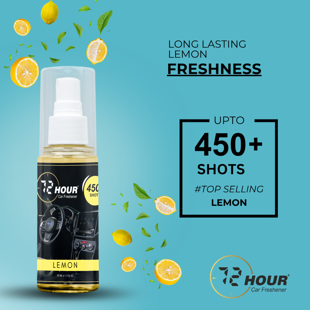 72hour Lemon Car Perfume 50ml – Long Lasting Premium Fragrance – Multipurpose Air Freshener for Car, Home & Office – Miski Fragrance
