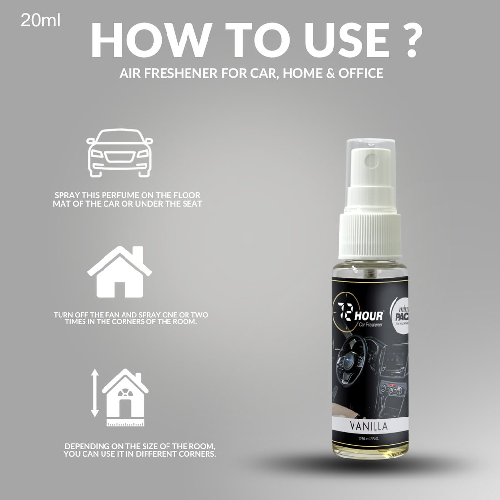 Mini Pack Vanilla Car Perfume 20ml – Long Lasting Premium Fragrance – Multipurpose Air Freshener for Car, Home & Office – Miski Fragrance