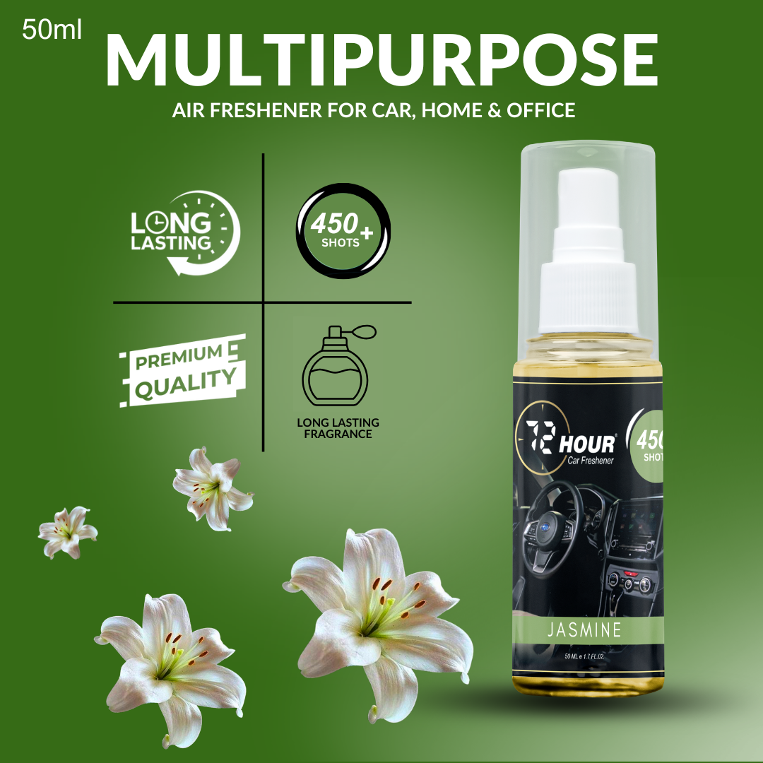 72hour Jasmine Car Perfume 50ml – Long Lasting Premium Fragrance – Multipurpose Air Freshener for Car, Home & Office – Miski Fragrance