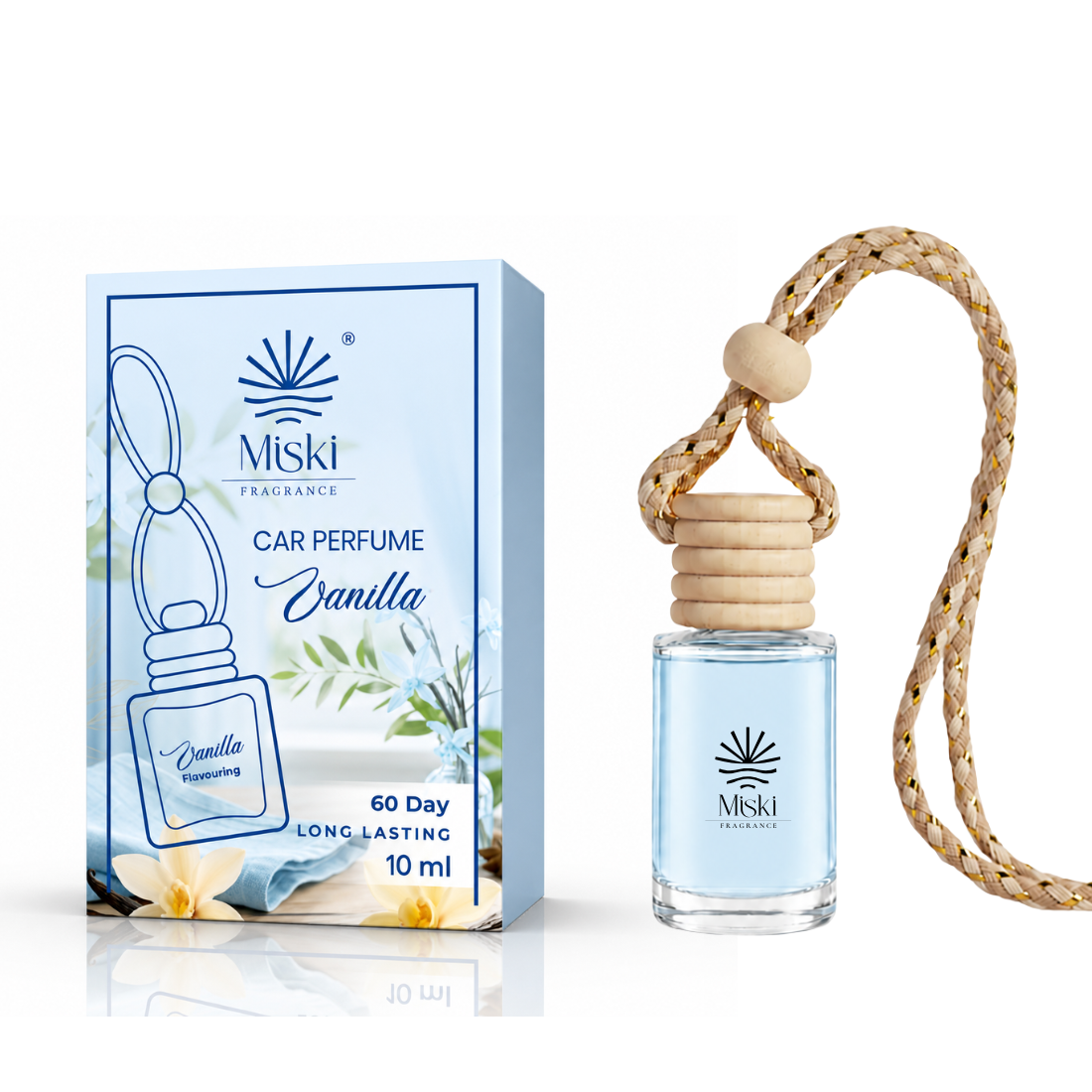 Miski Fragrance Premium Car Perfume Hanging Pod | 10ML | Vanilla Fragrance Car Air Freshner | Imported Quality Fragrance | Last Upto 60 Days